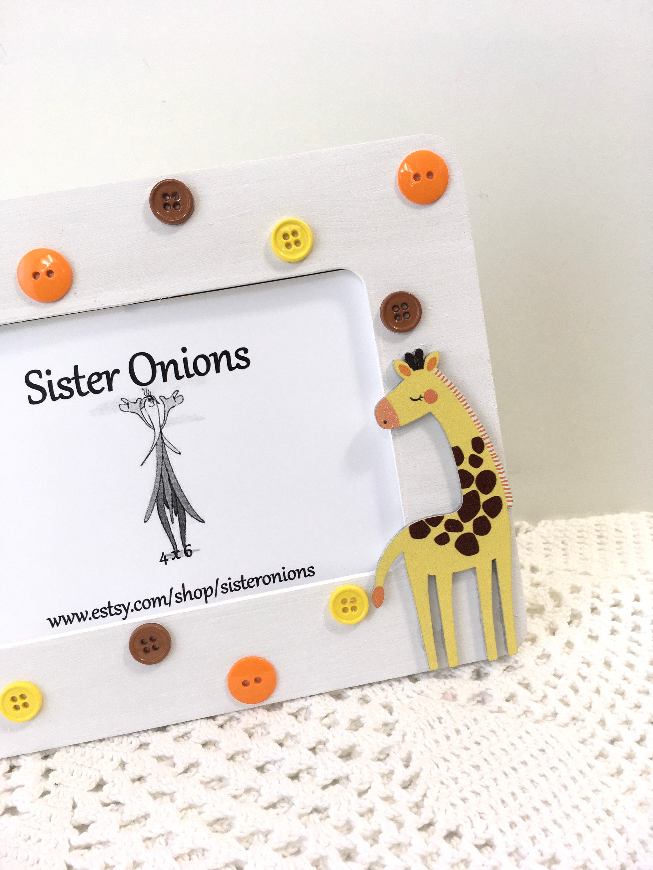 Birthday/New Baby Gift Can Be Personalisd Button Giraffe In A Frame 