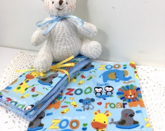 Zoo Babies Baby Washcloths Toddler Washcloths Terrycloth and Flannel Washcloths Baby Bathtime Baby Shower Gift