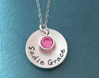 Sterling Silver, Hand Stamped, Mom Necklace, Grandma Jewelry, Gifts for Mom,  Personalized Jewelry, Personalized Sterling Silver, Handm