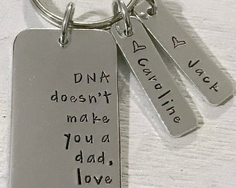 Father - Step Child - Hand Stamped - Step Dad - Keychain - Dad - Daddy - Key Chain - Step Father - Stepdad - Blended Family -Adopted