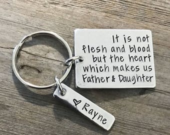 Father - Daughter - Hand Stamped - Step Dad - Keychain - Daddy - Blended - Family - Key Chain - Step Father - Stepdad - Fathers Day - Gift