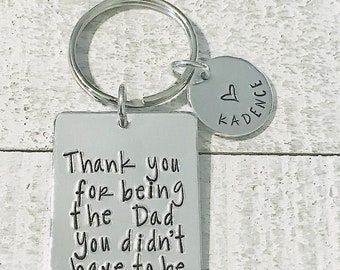 Father, Keychain, Step-Dad, Dad, Daddy, Key Chain, Stepdad, Hand Stamped, Father's Day, Gift, Gift for Him, Personalized, Jewelry, Handmade