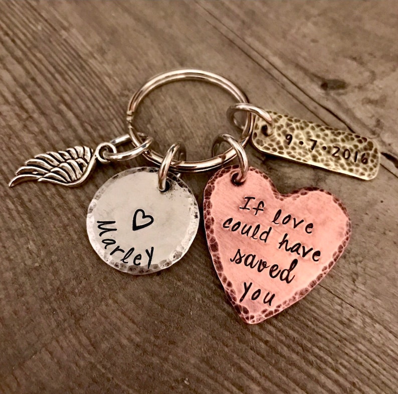 Hand Stamped Angel If love could have saved you Personalized Jewelry- Key Chain Jewelry Bereavement Memorial Remembrance