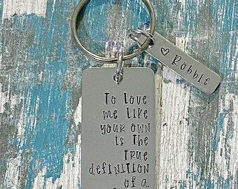 Father, Step Child, Hand Stamped, Step Dad, Keychain, Dad, Daddy Key Chain, Step Father, Stepdad, Adopted, Fathers Day Gift, Gifts for Him