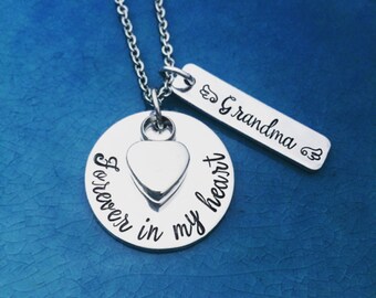 Urn Necklace - Custom Stamped - Sympathy Gift - Dad Loss - Memory Jewelry - Creamation Jewelry - Forever in my heart - Hand Stamped Jewelry