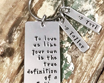 Father - Step Child - Hand Stamped - Step Dad - Keychain - Dad - Daddy - Key Chain - Step Father - Stepdad - Blended Family -Adopted