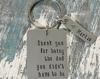 Father, Keychain, Step-Dad, Dad, Daddy, Key Chain, Stepdad, Hand Stamped, Father's Day, Gift, Gift for Him, Personalized, Jewelry, Handmade