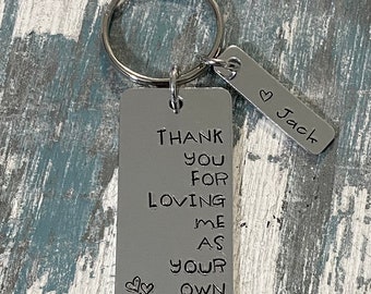 Personalized Key Chain, Blended Family, Hand Stamped, Step Dad, Step Mom, Keychain