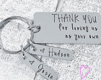 Personalized Key Chain, Blended Family, Hand Stamped, Step Dad, Step Mom, Keychain