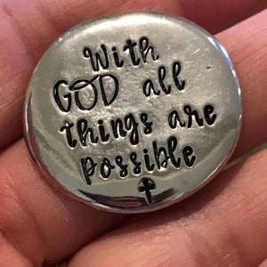 Handstamped Pewter, Pocket Token, Christian Coin, Lucky Coin, Pocket Coin, Wedding Token, Love Token, Bible Verse, Personalized Coin, Love
