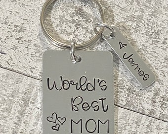 Worlds Best Mom Key Chain, Hand Stamped, Gift, Mother’s Day