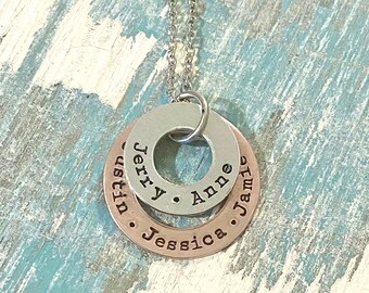 Hand Stamped Personalized Washer Necklace