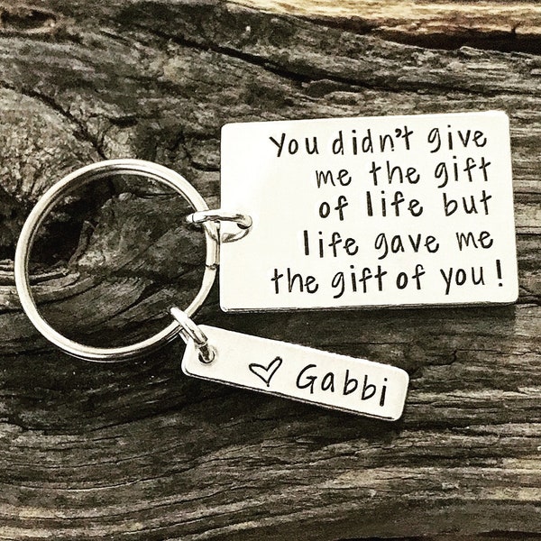 Father, Keychain, Step-Dad, Dad, Daddy, Key Chain, Stepdad, Hand Stamped, Father's Day, Gift, Gift for Him, Personalized, Jewelry, Handmade