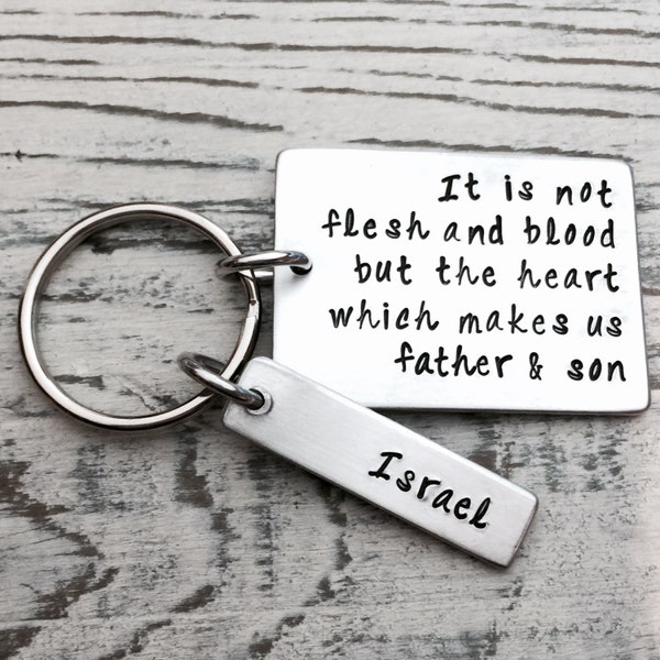 Son, Father, Family, Daughter, Hand Stamped, Step Dad, Keychain, Dad, Daddy, Step Father, Stepdad, Fathers Day Gift, Gifts for Him, Adopted