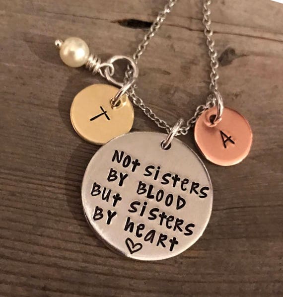 not sisters by blood but sisters by heart necklace