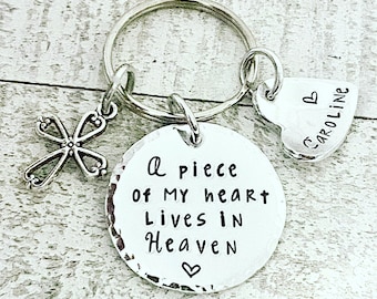 I used to be his Angel, now He's mine - Memorial Jewelry - Dad - Daddy's Girl - Hand Stamped - Remembrance Key Chain - Personalized Jewelry