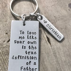 Father, Step Child, Hand Stamped, Step Dad, Keychain, Dad, Daddy Key Chain, Step Father, Stepdad, Adopted, Fathers Day Gift, Gifts for Him
