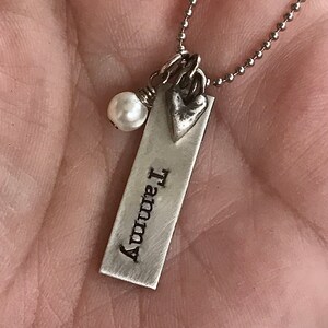 Hand Stamped - Personalized Necklace - Sterling Silver - Name Jewelry - Mom Jewelry