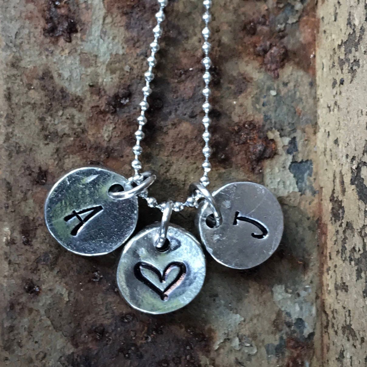 Initial Jewelry Hand Stamped Pewter Jewelry Personalized | Etsy