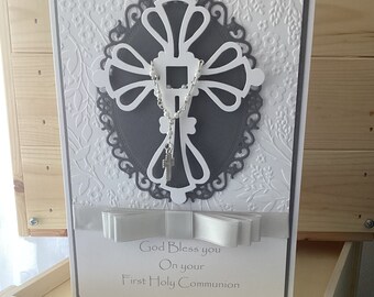 Luxury First Holy Communion, grey, Boy, Girl, Confirmation, Handmade card