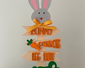 Easter bunny carrot sign post, tiered tray decor, Egg hunt