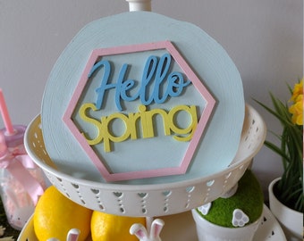 Spring Easter wooden Sign, pastel colours, Easter trays, home décor