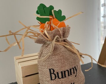 Cute Easter Carrots burlap bag décor spring bunny's tiered tray décor