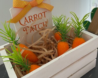 Easter carrot patch crate tiered tray Easter décor