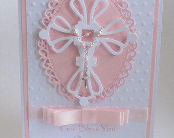 Unique Girls Pink First Holy Communion, Confirmation, Handmade card