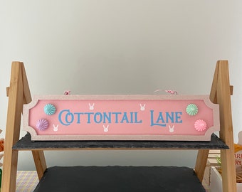 Easter bunny cotton tail lane sign plaque