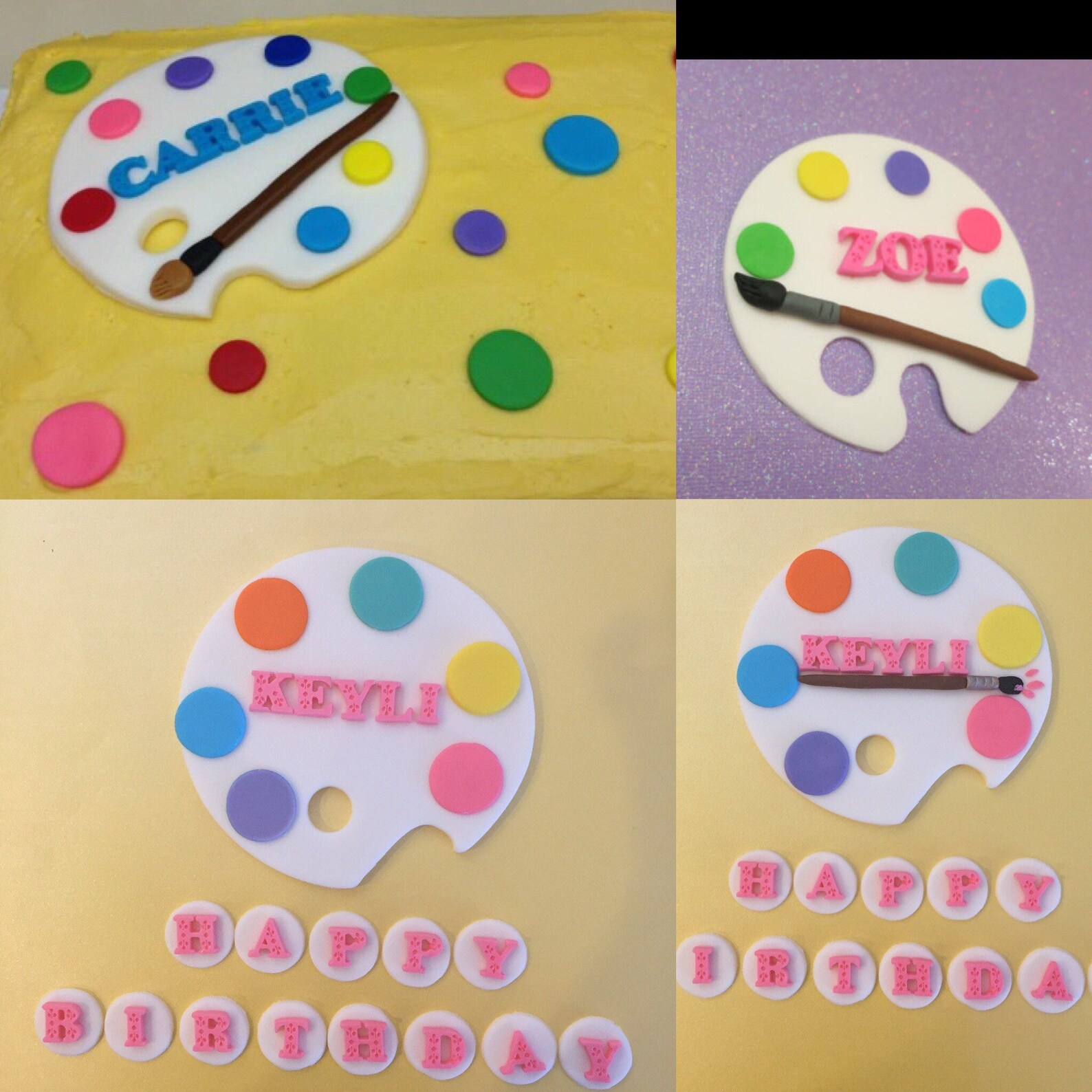 Art Theme Fondant Art Palette Cake Topper Etsy