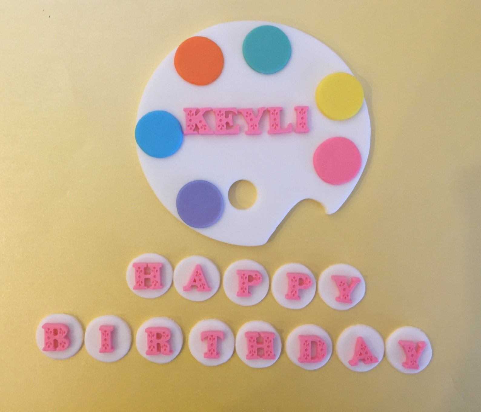 Art Theme Fondant Art Palette Cake Topper Etsy