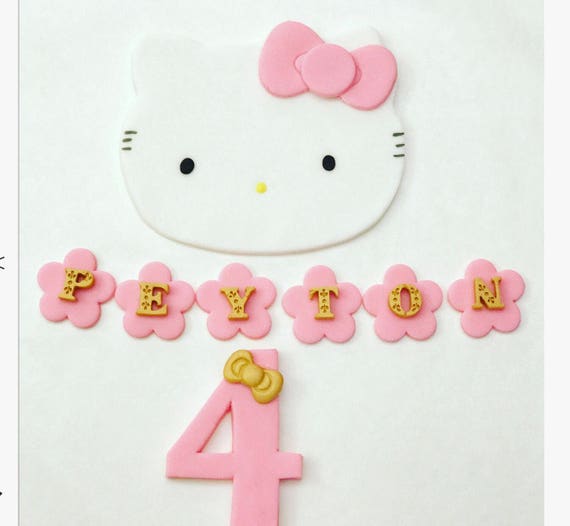 Hello Cat Kitty inspired Fondant cake topper set Il_570xn