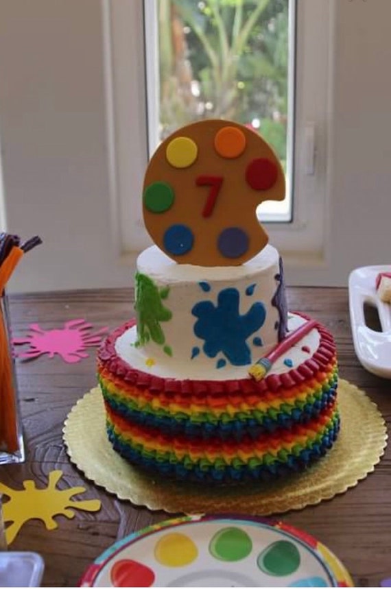 Art Palette fondant Cake topper to stand on cake by CS Party Design