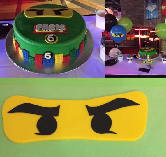 23 pc Fondant Ninja face and bricks Inspired cake toppers set Il_570xn