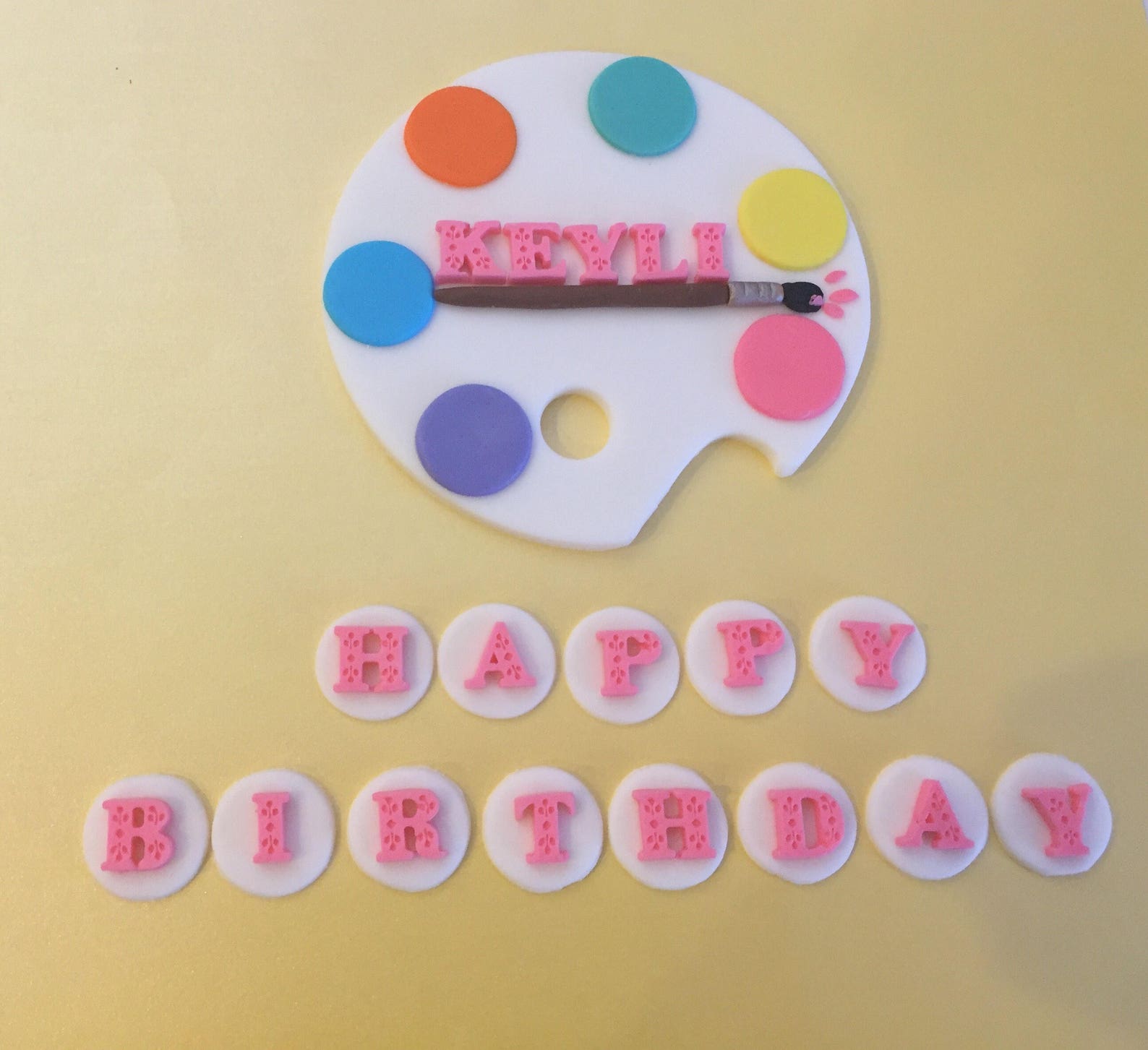 Art Theme Fondant Art Palette Cake Topper Etsy