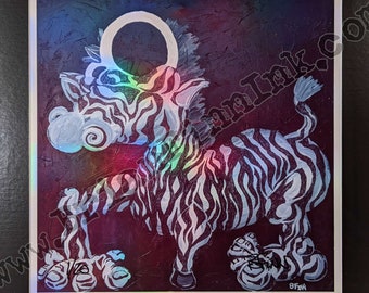 ZEBRA: dye sublimation HOLOGRAPHIC FOIL prints by Brian Finn