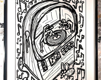 JUKE signed fine art print: A Jukebox in bold lines