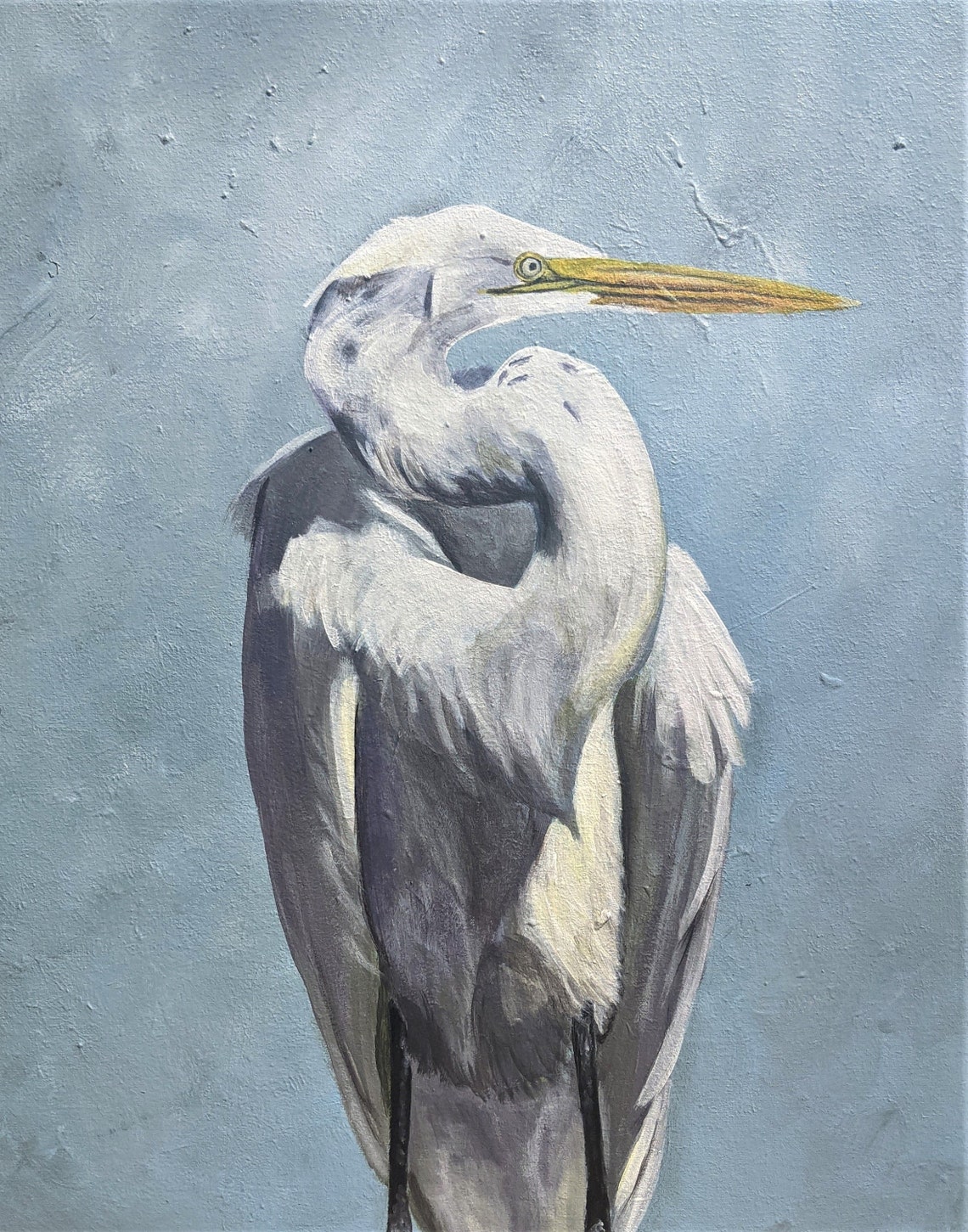 Original Acrylic Painting - Great Egret Bird Portrait - Etsy