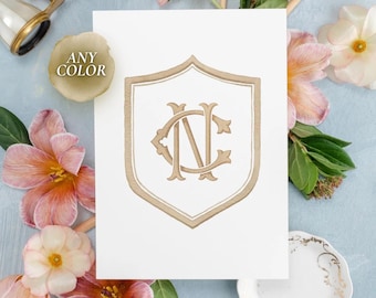 Watercolor Wedding Monogram | Wedding Crest with His and Hers Initials