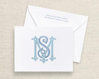 Thank You Notes for your Wedding | Folded Notecards with your Wedding Monogram | Features Your Couple's Watercolor Wedding Crest