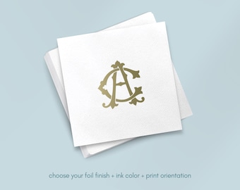 Foil Monogram Wedding Napkins | Linen-Like Custom Cocktail Napkins