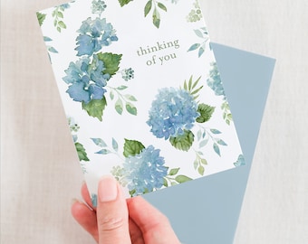 Hydrangea Thinking of You Sympathy Friendship Greeting Card
