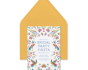 Otomi Party Invitations | Bold Folk-Inspired Party Invite with Yellow Envelope