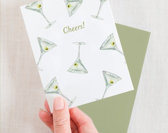 Cheers Martini Greeting Card for Birthdays Congratulations Promotions