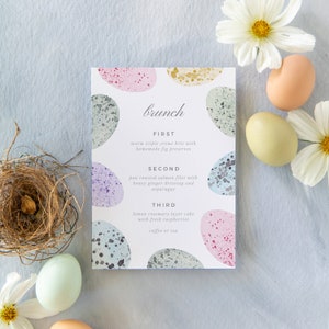 Pastel Speckled Egg Easter Menu Printable | Editable INSTANT Download