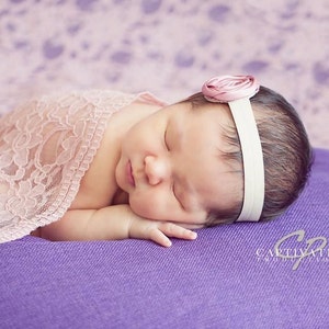 Newborn PHOTO PROP SET: Rose Lace Wrap with a Scalloped Edge and 1 Headband for Newborn Photo Shoot at a Discounted Price, Newborn Wrap Set image 3