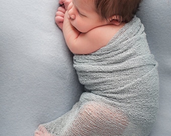 Newborn Photo Prop Set : Gray Knit Wrap with Free Headband for Newborn Photo Shoot, Maternity Prop, Newborn Photography Wrap, Infant Photo