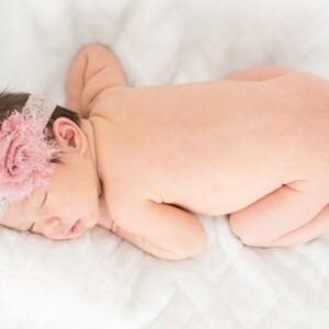 Newborn PHOTO PROP SET: Rose Lace Wrap with a Scalloped Edge and 1 Headband for Newborn Photo Shoot at a Discounted Price, Newborn Wrap Set image 5