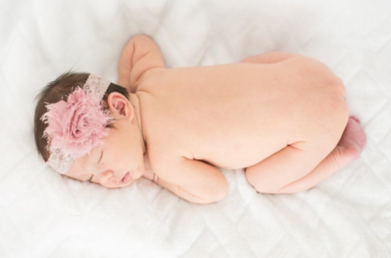 Newborn PHOTO PROP SET: Rose Lace Wrap with a Scalloped Edge and 1 Headband for Newborn Photo Shoot at a Discounted Price, Newborn Wrap Set image 5